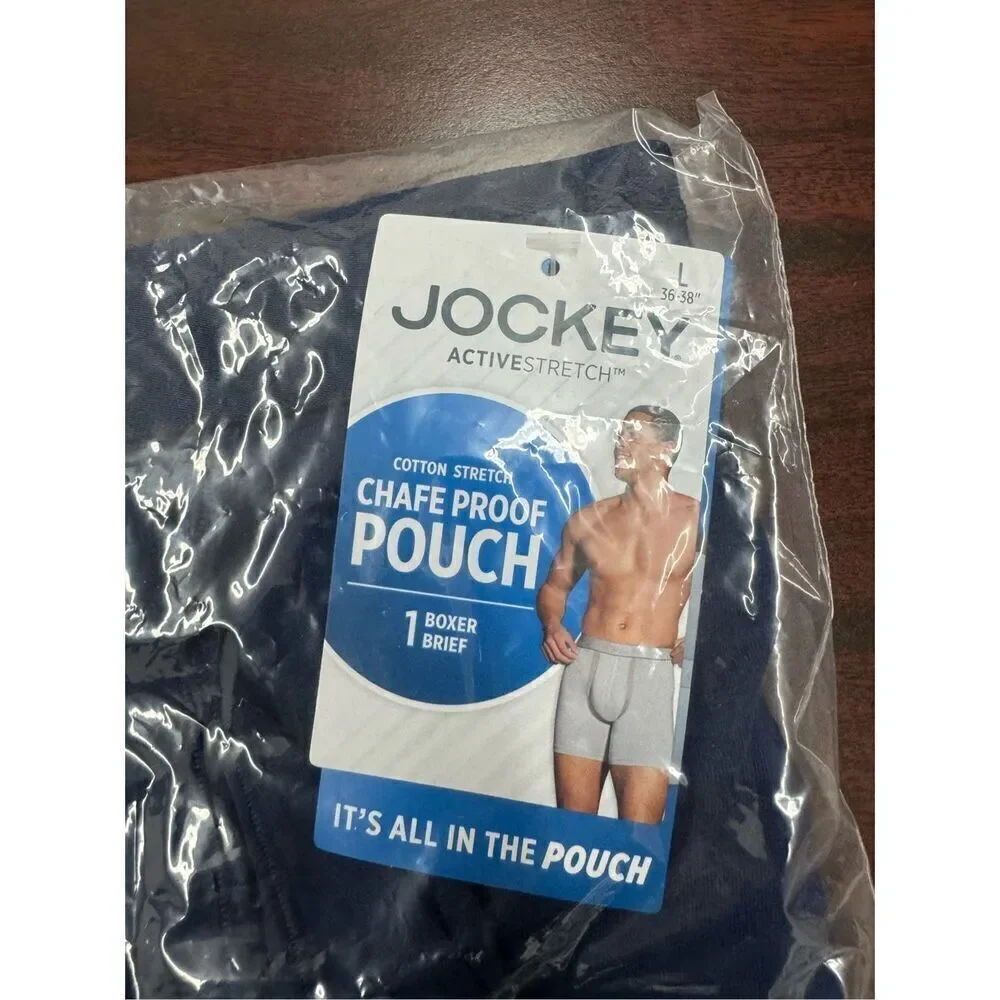 NWT Jockey Navy Chafe Proof Pouch Size Large Boxers